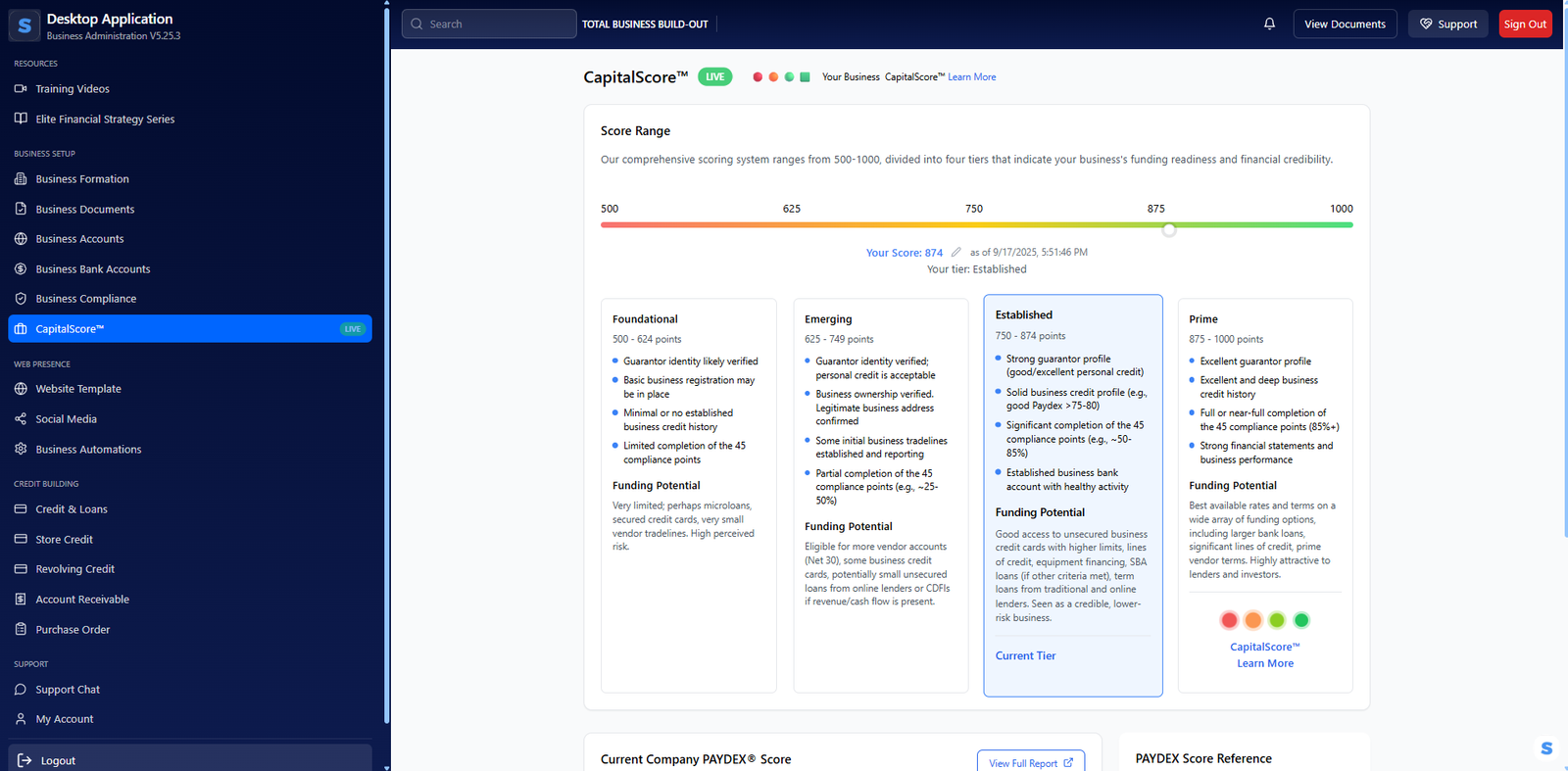 Business Build-Out Dashboard Application 2 Business Credit Building Dashboard Screenshot 2