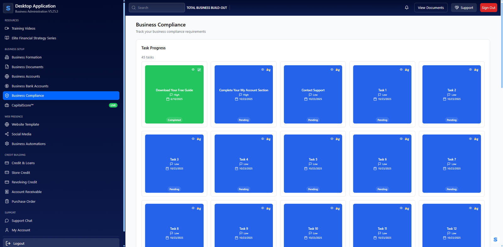 Business Build-Out Dashboard Application 3 Business Credit Building Dashboard Screenshot 3